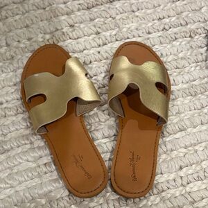 Ancient Greek Sandals Metallic Gold Slides